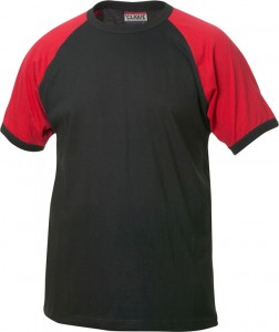 Raglan-T T-shirt 140 g/m² zwart/rood xs